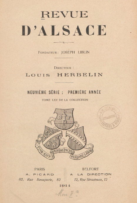 Revue Alsace 1914